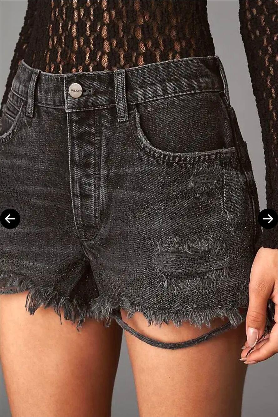 NWT Pilcro x Anthropologie Devon Rhinestone Denim Shorts. Size 28 . Ret. $128